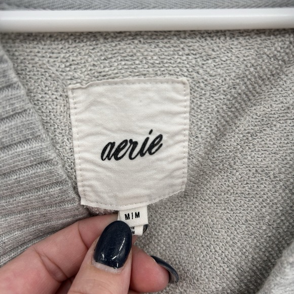 Aerie Womens Down to Earth Oversized Hoodie Size M Gray Cozy Casual Pocket - Picture 6 of 10